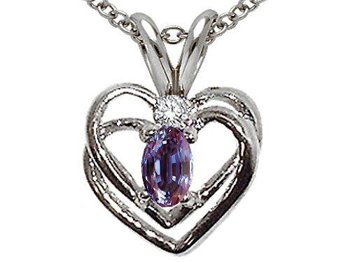 Tommaso Design™ Oval 5x3 mm Simulated Alexandrite Heart Pendant Necklace