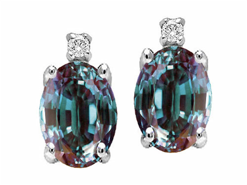Tommaso Design™ Simulated Alexandrite And Genuine Diamond Earrings