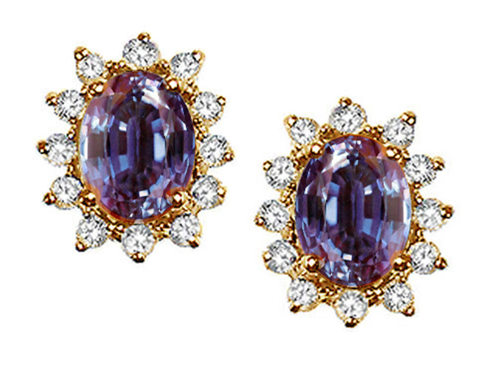 Tommaso Design™ Oval 8x6 mm Simulated Alexandrite Earrings