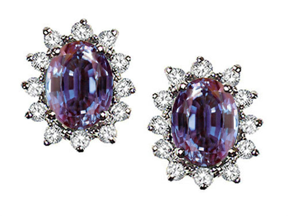 Tommaso Design™ Oval 8x6 mm Simulated Alexandrite Earrings