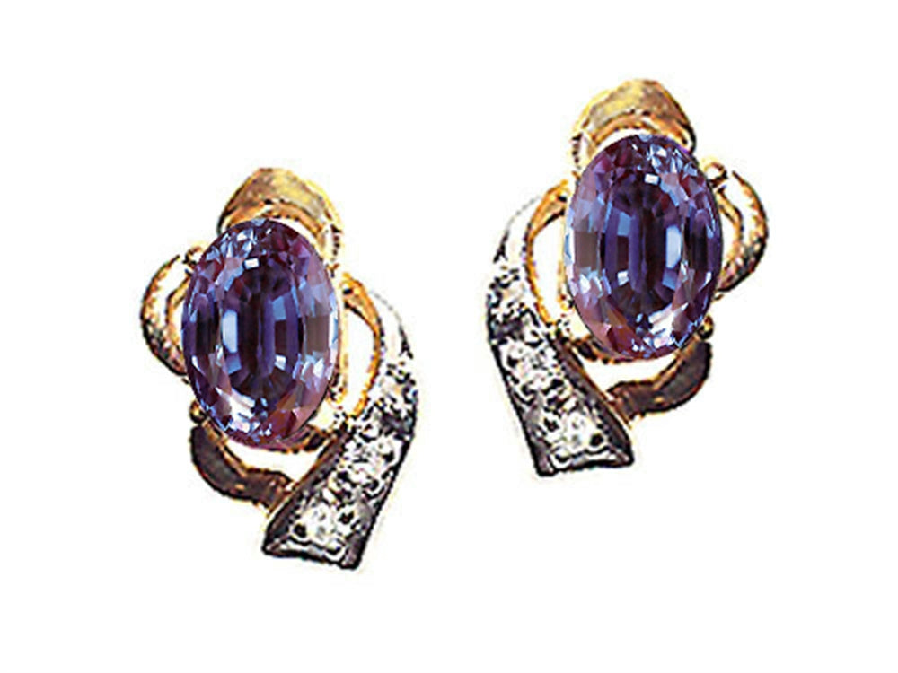 Tommaso Design™ Oval 6x4 mm Simulated Alexandrite Earrings