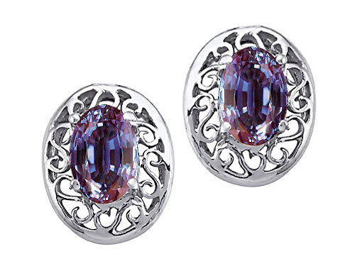 Tommaso Design™ Oval 6x4mm Simulated Alexandrite Earrings
