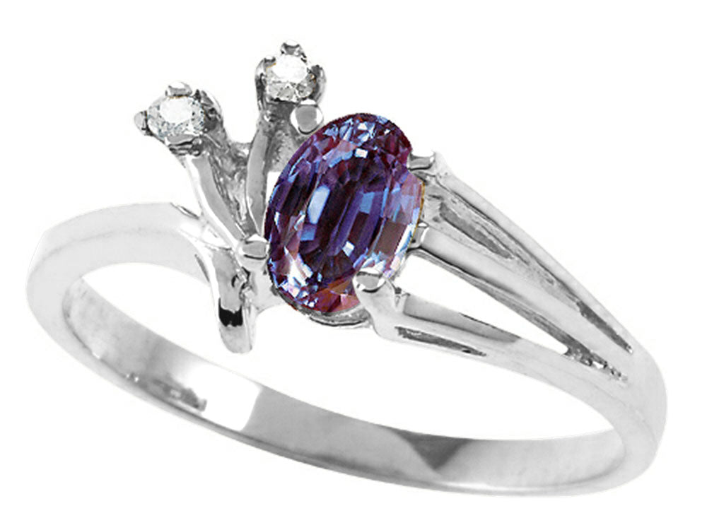 Tommaso Design™ Oval 6x4mm Simulated Alexandrite Ring