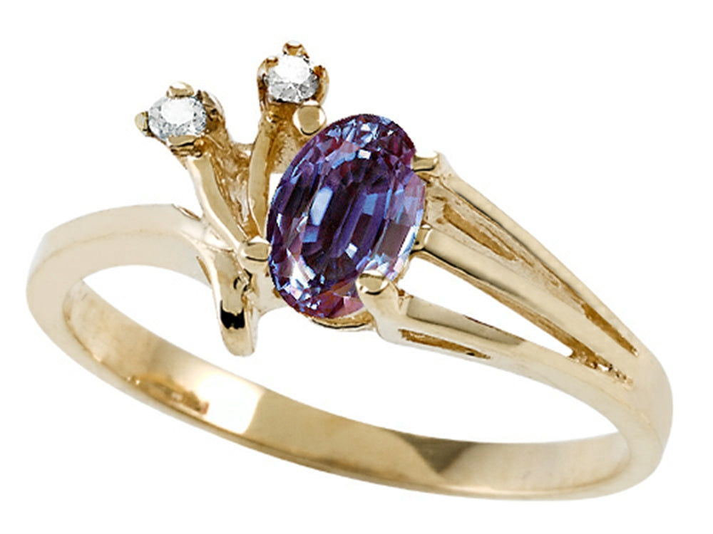 Tommaso Design™ Oval 6x4mm Simulated Alexandrite Ring
