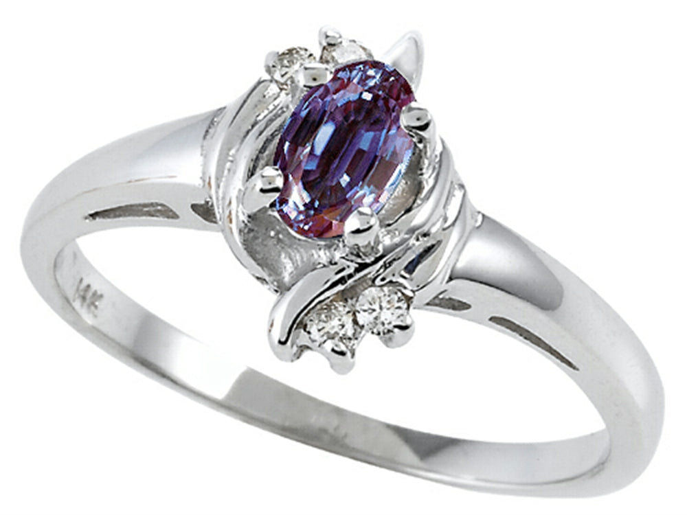 Tommaso Design™ Oval 5x3 mm Simulated Alexandrite Ring
