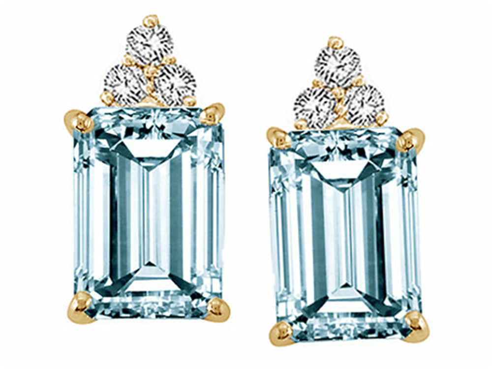 Tommaso Design™ Emerald Cut 8x6mm Genuine Aquamarine Earrings