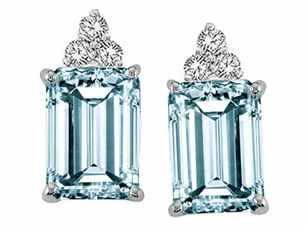 Tommaso Design™ Emerald Cut 8x6mm Genuine Aquamarine Earrings