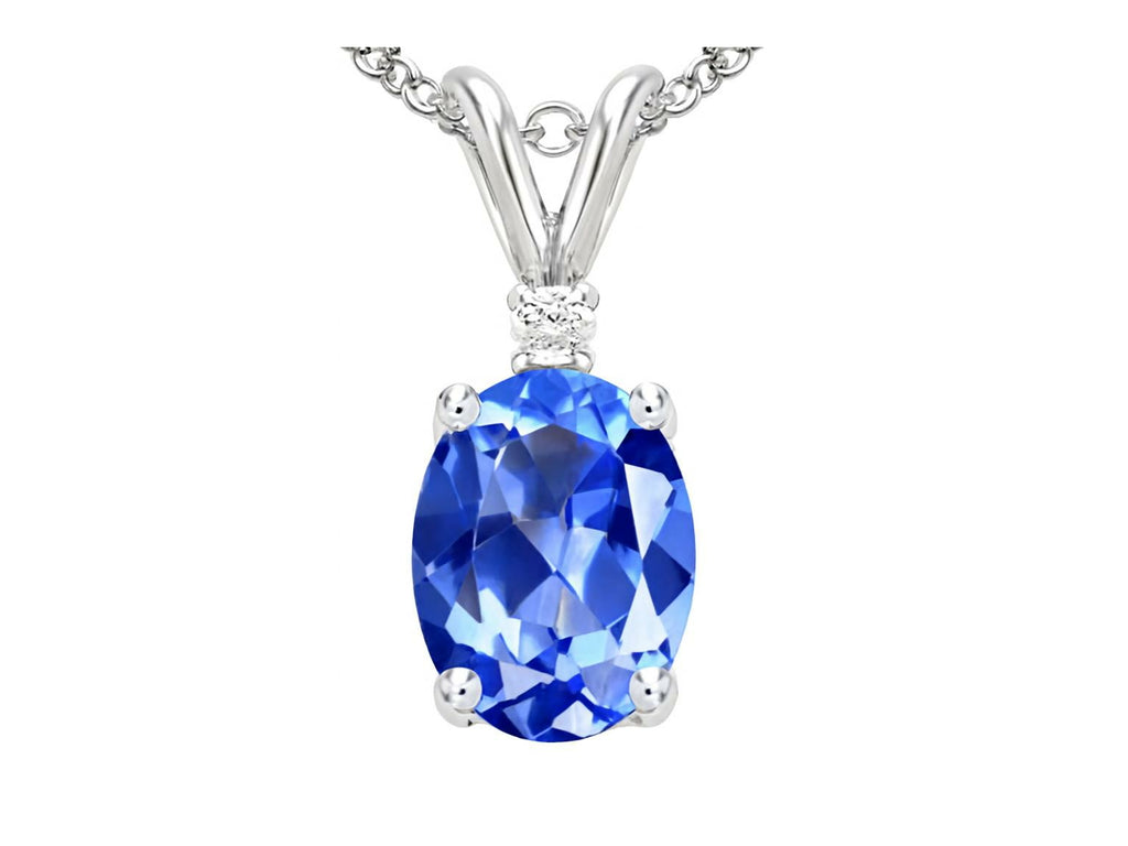 Tommaso Design™ Oval 7x5 mm Genuine Tanzanite Pendant Necklace