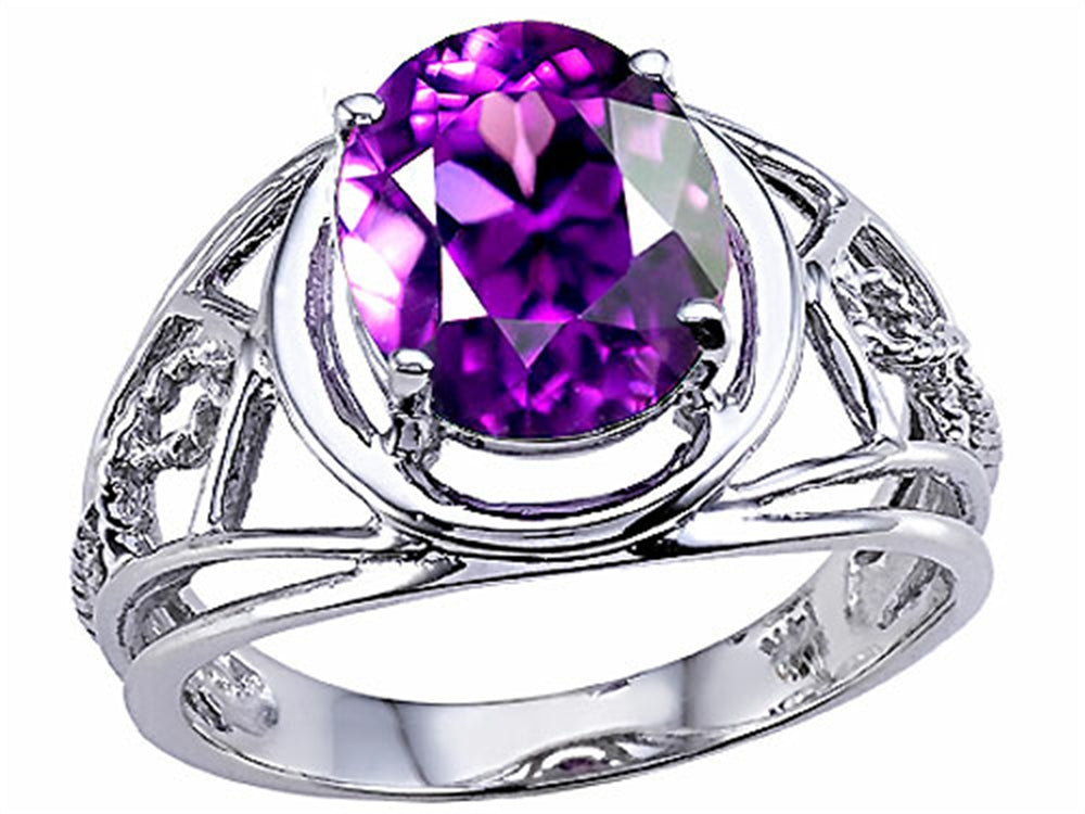Tommaso Design™ Large Oval Genuine Amethyst Ring