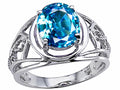 Tommaso Design™ Oval 10x8 mm Genuine Large Blue Topaz Ring