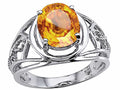 Tommaso Design™ Oval 10x8 mm Genuine Large Citrine Ring