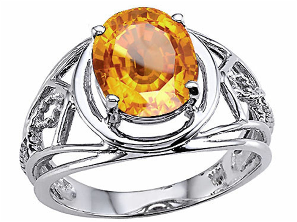Tommaso Design™ Oval 10x8 mm Genuine Large Citrine Ring