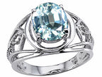 Tommaso Design™ Genuine Large Oval Aquamarine Ring