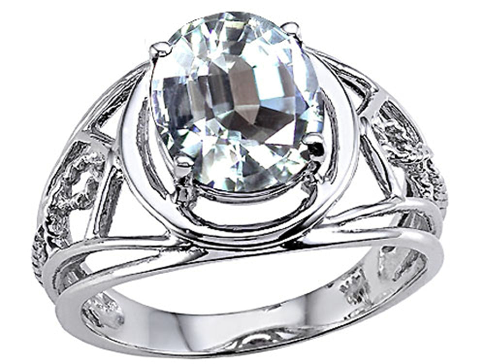 Tommaso Design™ Large Oval Genuine White Topaz Ring