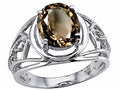 Tommaso Design™ Oval 10x8 mm Genuine Large Smoky Quartz Ring