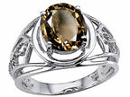 Tommaso Design™ Oval 10x8 mm Genuine Large Smoky Quartz Ring