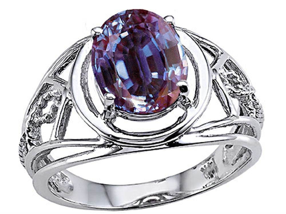 Tommaso Design™ Oval 9x7 mm Simulated Alexandrite Ring