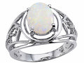 Tommaso Design™ Genuine Large Oval Opal Ring