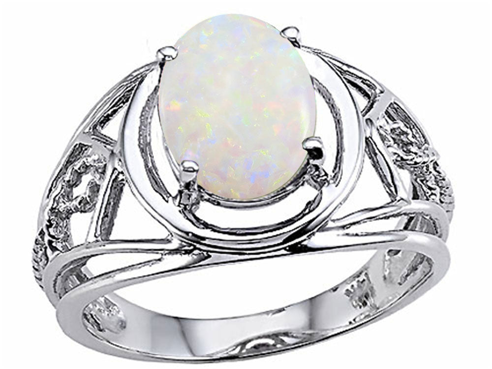 Tommaso Design™ Genuine Large Oval Opal Ring