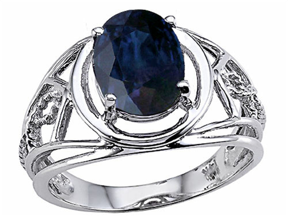 Tommaso Design™ Genuine Large Oval Sapphire Ring