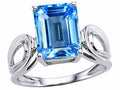 Tommaso Design™ Emerald Cut 10x8 mm Genuine Large Blue Topaz Ring