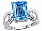 Tommaso Design™ Emerald Cut 10x8 mm Genuine Large Blue Topaz Ring