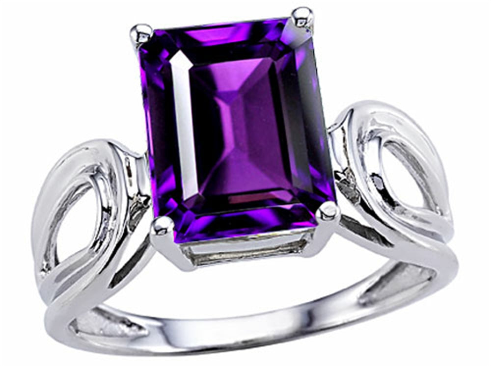 Tommaso Design™ Large Emerald Cut Genuine Amethyst Ring