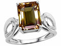Tommaso Design™ Emerald Cut 10x8 mm Genuine Large Smoky Quartz Ring