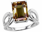 Tommaso Design™ Emerald Cut 10x8 mm Genuine Large Smoky Quartz Ring