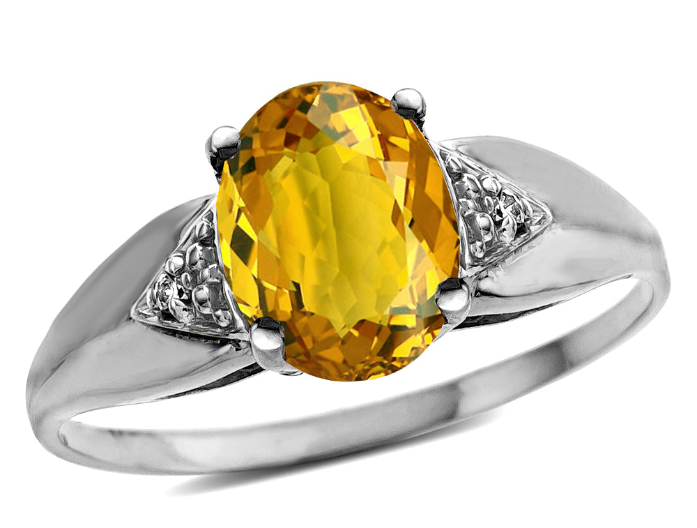 Tommaso Design™ Oval 9x7 mm Genuine Citrine Ring