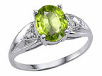 Tommaso Design™ Genuine 9x7 Oval Peridot and Diamond Ring