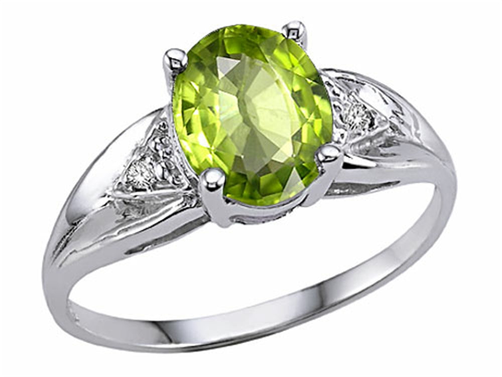 Tommaso Design™ Genuine 9x7 Oval Peridot and Diamond Ring