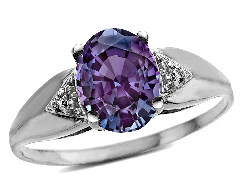 Tommaso Design™ Oval 9x7 mm Simulated Alexandrite Ring
