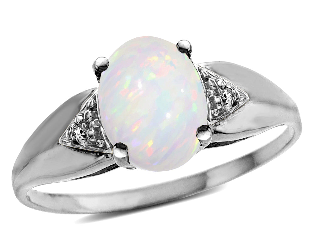 Tommaso Design™ Genuine 9x7 Oval Opal Ring