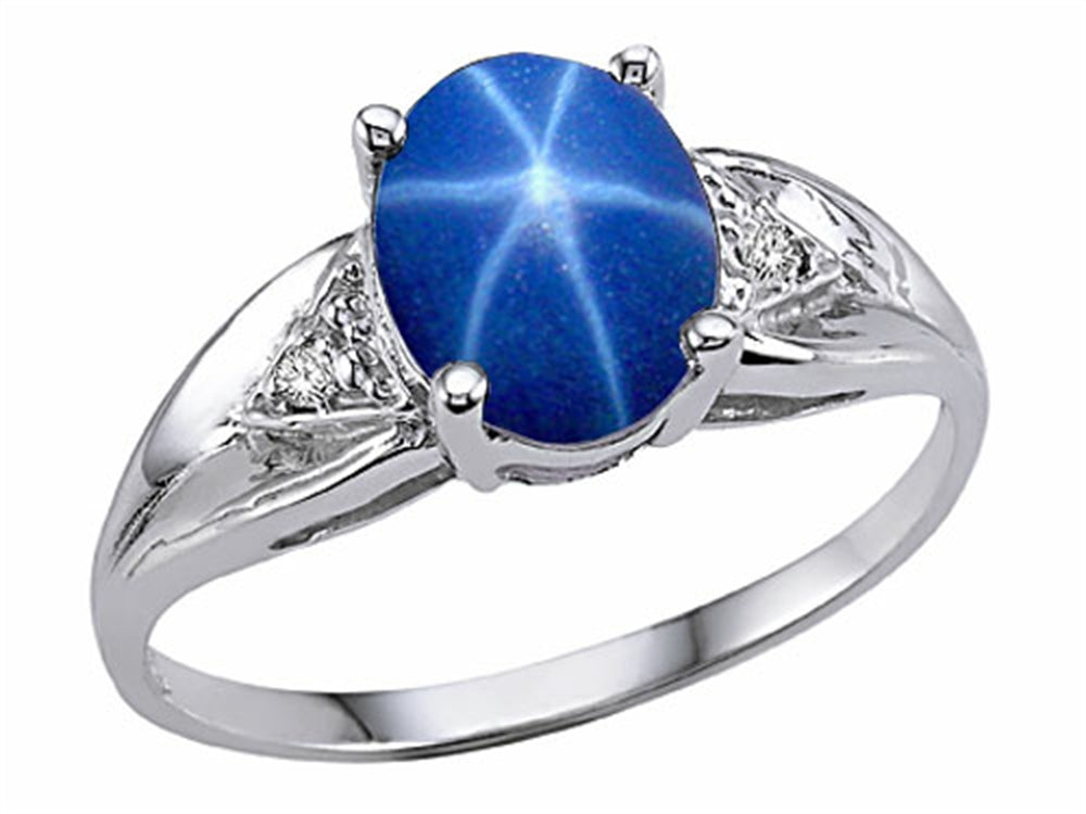 Tommaso Design™ Created Star Sapphire and Genuine Diamond Ring
