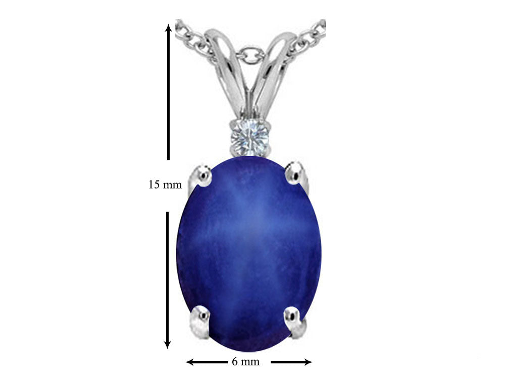 Tommaso Design™ Oval Created Star Sapphire Pendant Necklace