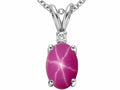 Tommaso Design™ Oval 8x6 mm Created Star Ruby Pendant Necklace