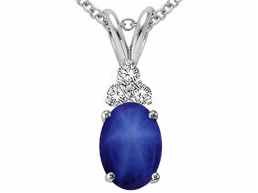 Tommaso Design™ Oval 8x6mm Created Star Sapphire Pendant Necklace