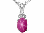 Tommaso Design™ Oval 7x5mm Created Star Ruby Pendant Necklace