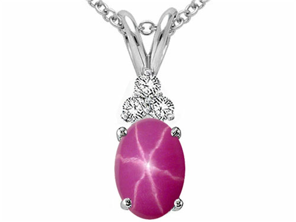 Tommaso Design™ Oval 7x5mm Created Star Ruby Pendant Necklace