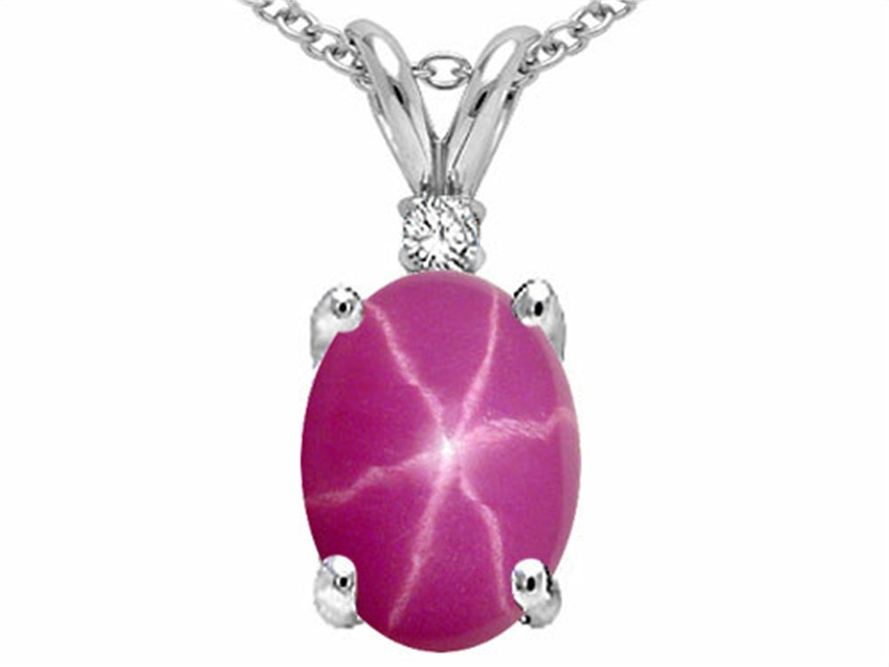 Tommaso Design™ Oval 8x6mm Created Star Ruby Pendant Necklace