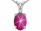 Tommaso Design™ Oval 8x6mm Created Star Ruby Pendant Necklace