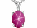 Tommaso Design™ Oval 9x7mm Created Star Ruby Pendant Necklace