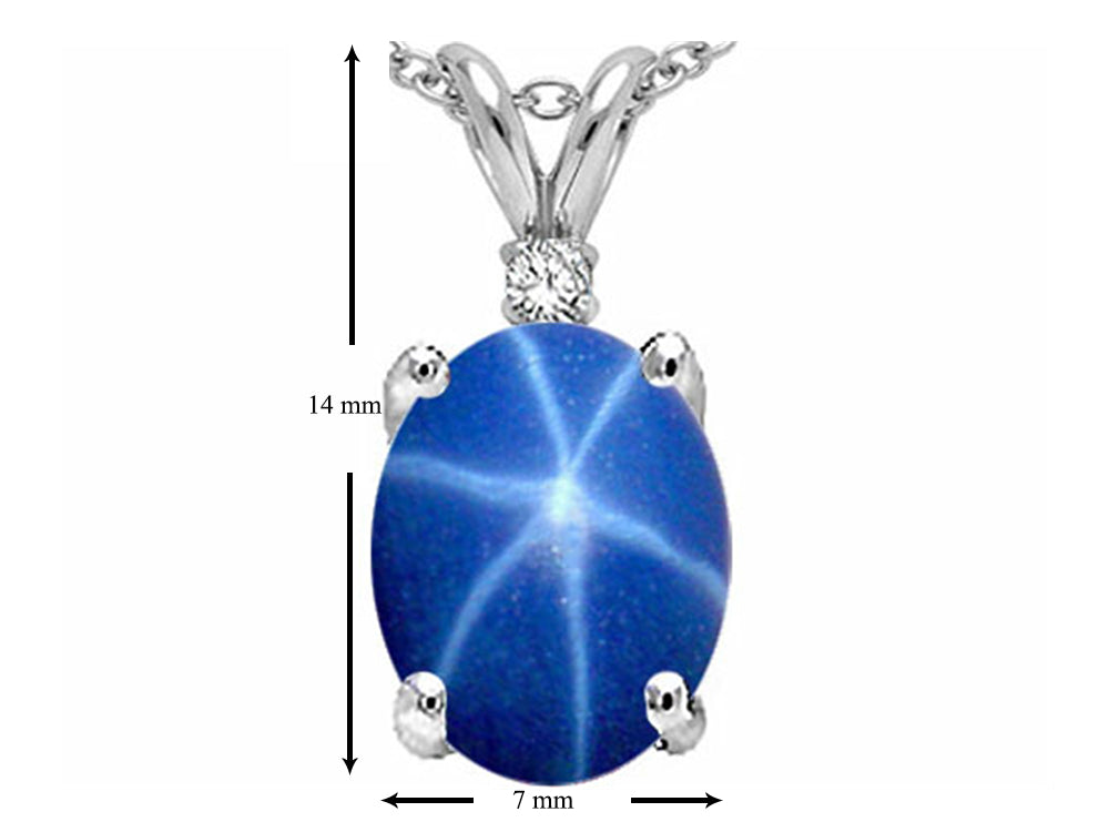 Tommaso Design™ Created Star Sapphire and Genuine Diamond Pendant Necklace