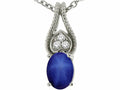 Tommaso Design™ Oval 7x5mm Created Star Sapphire and Genuine Diamond Pendant Necklace