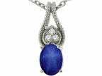 Tommaso Design™ Oval 7x5mm Created Star Sapphire and Genuine Diamond Pendant Necklace