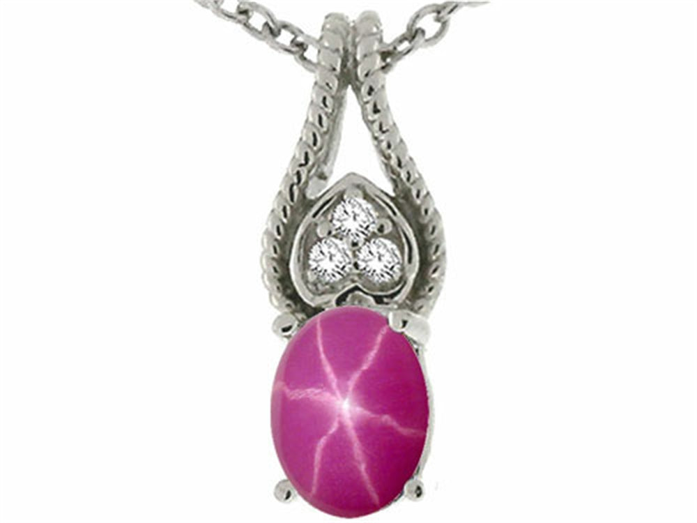 Tommaso Design™ Oval 7x5mm Created Star Ruby Pendant Necklace