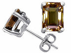 Tommaso Design™ Emerald Cut 8x6mm Genuine Smoky Quartz Earrings