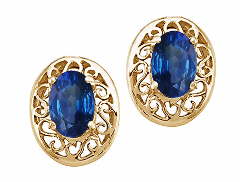 Tommaso Design™ Oval 6x4 mm Genuine Sapphire Earrings
