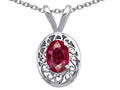 Tommaso Design™ Oval Genuine Ruby Pendant Necklace